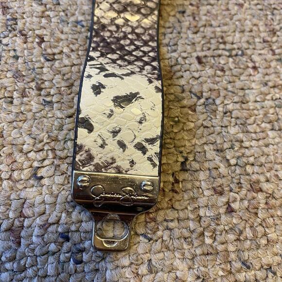 Y2K Jessica Simpson Goth Punk Cuff Bracelet Faux Leather Snake Print Turn lock - Picture 6 of 6